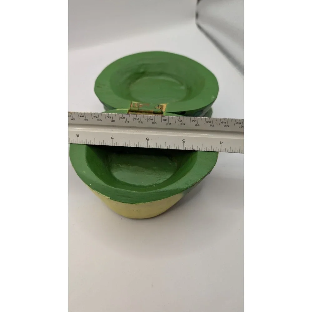 Vintage Hand Painted Wooden Frog Trinket Box Hinged Lid Storage Container